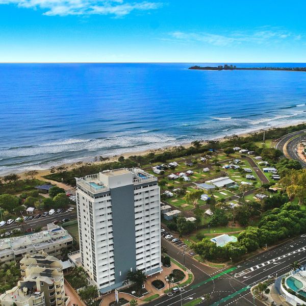 elouera-maroochydore-accommodation Exterior and location of Elouera Tower Maroochydore